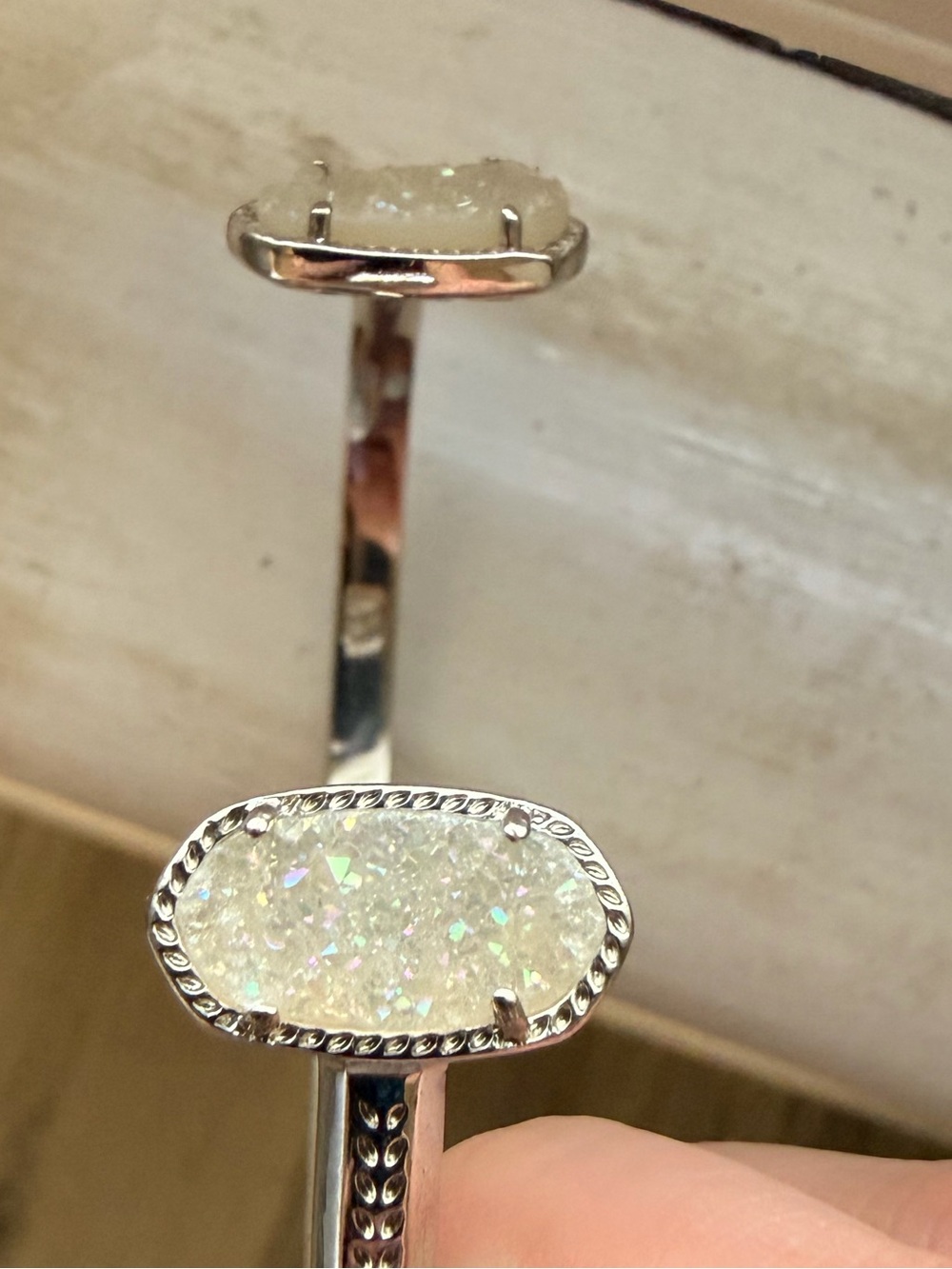Kendra Scott Iridescent Drusy Elton cuff in Rhodium